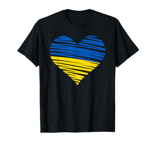 Ukrainian Heart Flag Colors Blue T-Shirt - Trendy Graphic for Adults - T-Shirt, Sweatshirt, Hoodie