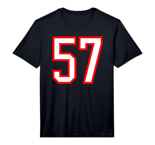 White Red Sports Team Number 57 T-Shirt - Trendy Graphic for Adults - T-Shirt, Sweatshirt, Hoodie
