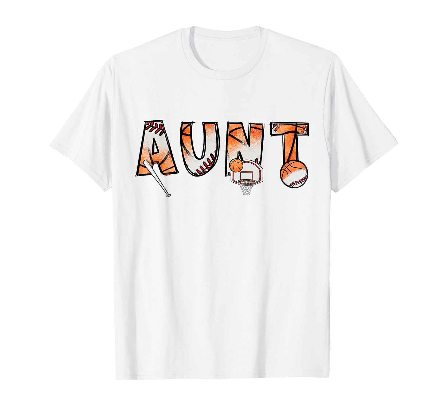 Aunt Both Half Basketball Baseball Birthday T-Shirt - Unique Graphic Unisex - T-Shirt, Sweatshirt, Hoodie