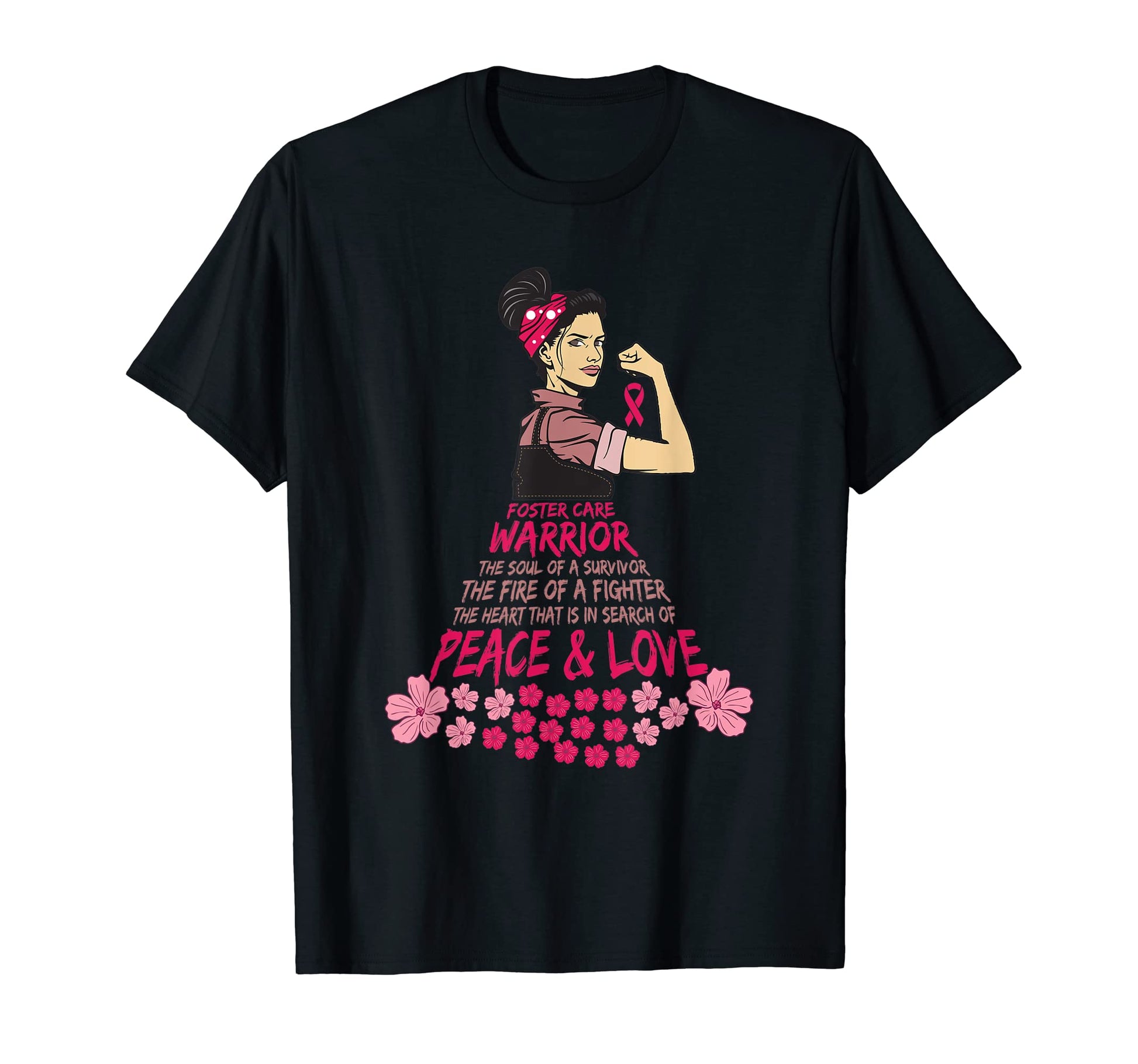 Foster Care Awareness Warrior Peace T-Shirt - Aesthetic Graphic for Adults - T-Shirt, Sweatshirt, Hoodie