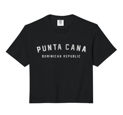 Varsity Punta Cana Comfort Colors Crop Hoodie - Custom Art Print Unisex - T-Shirt, Sweatshirt, Hoodie