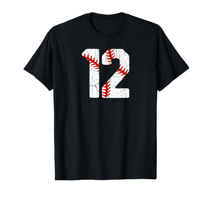 Baseball Player Jersey Number 12 12 T-Shirt - Unique Graphic Men Women - T-Shirt, Sweatshirt, Hoodie