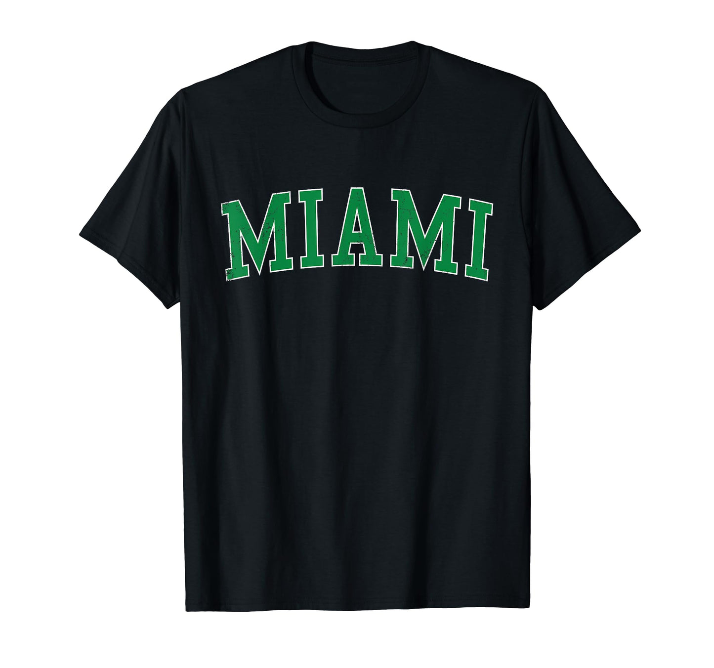 Miami Ok Distressed Green Varsity T-Shirt - Novelty Apparel for Adults - T-Shirt, Sweatshirt, Hoodie