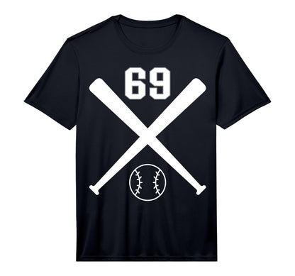 Baseball Softball Number 69 Performance T-Shirt - Trendy Graphic for Adults - T-Shirt, Sweatshirt, Hoodie