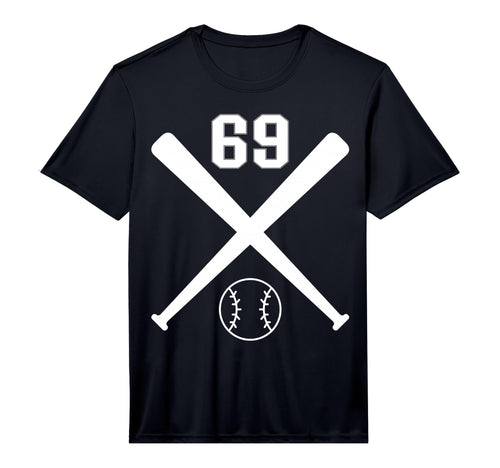 Baseball Softball Number 69 Performance T-Shirt - Trendy Graphic for Adults - T-Shirt, Sweatshirt, Hoodie