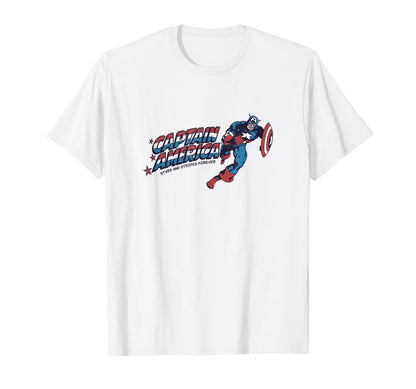 Marvel Comics Captain America Stars T-Shirt - Graphic Print for Adults - T-Shirt, Sweatshirt, Hoodie