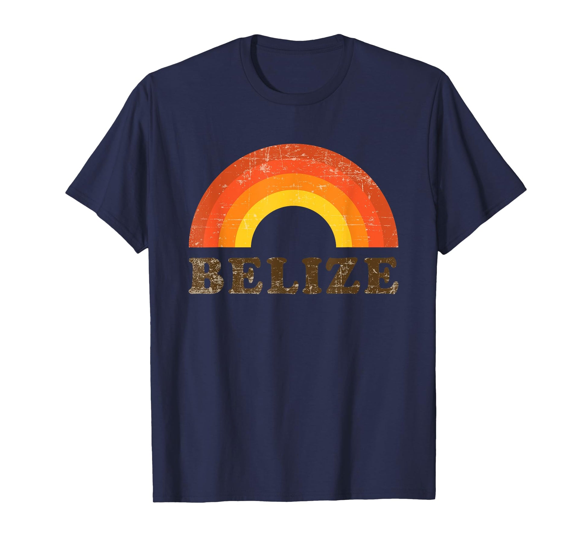Belize Souvenir 70S Distressed Rainbow Gift T-Shirt - Unique Graphic Unisex - T-Shirt, Sweatshirt, Hoodie