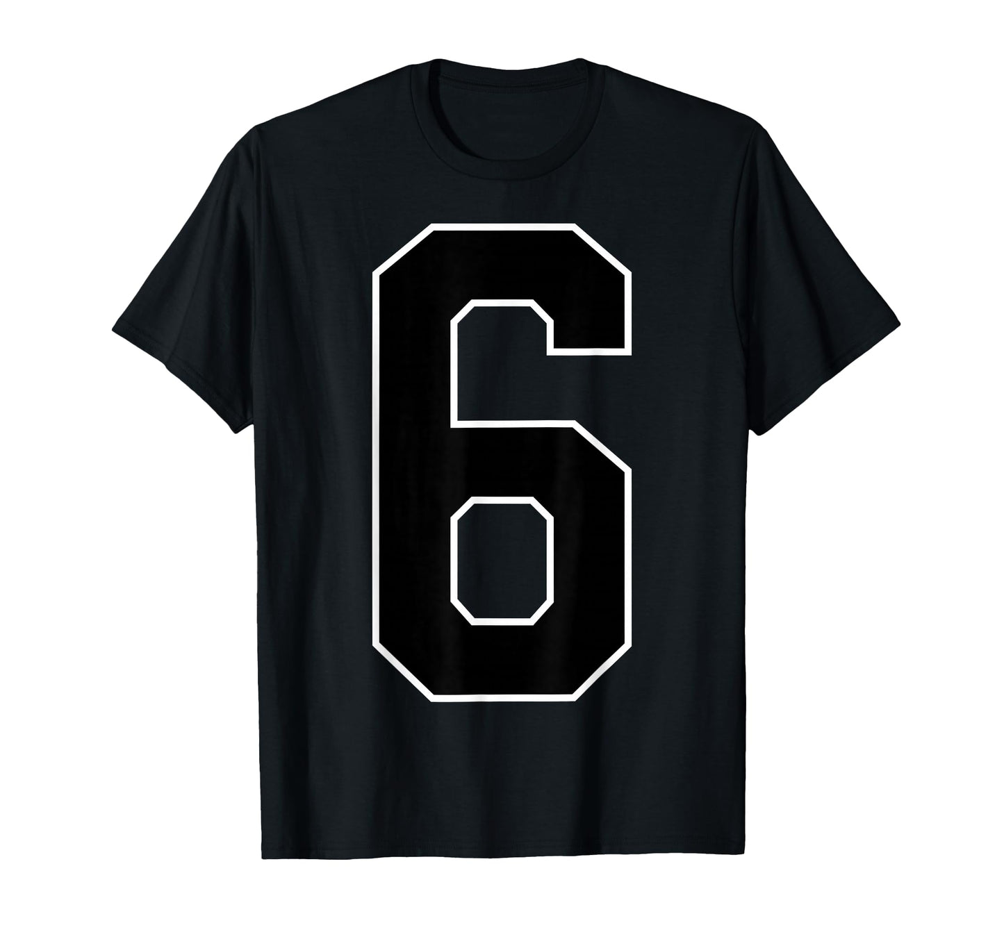 Black Sports Team Number 6 Fan T-Shirt - Unique Graphic for Adults - T-Shirt, Sweatshirt, Hoodie