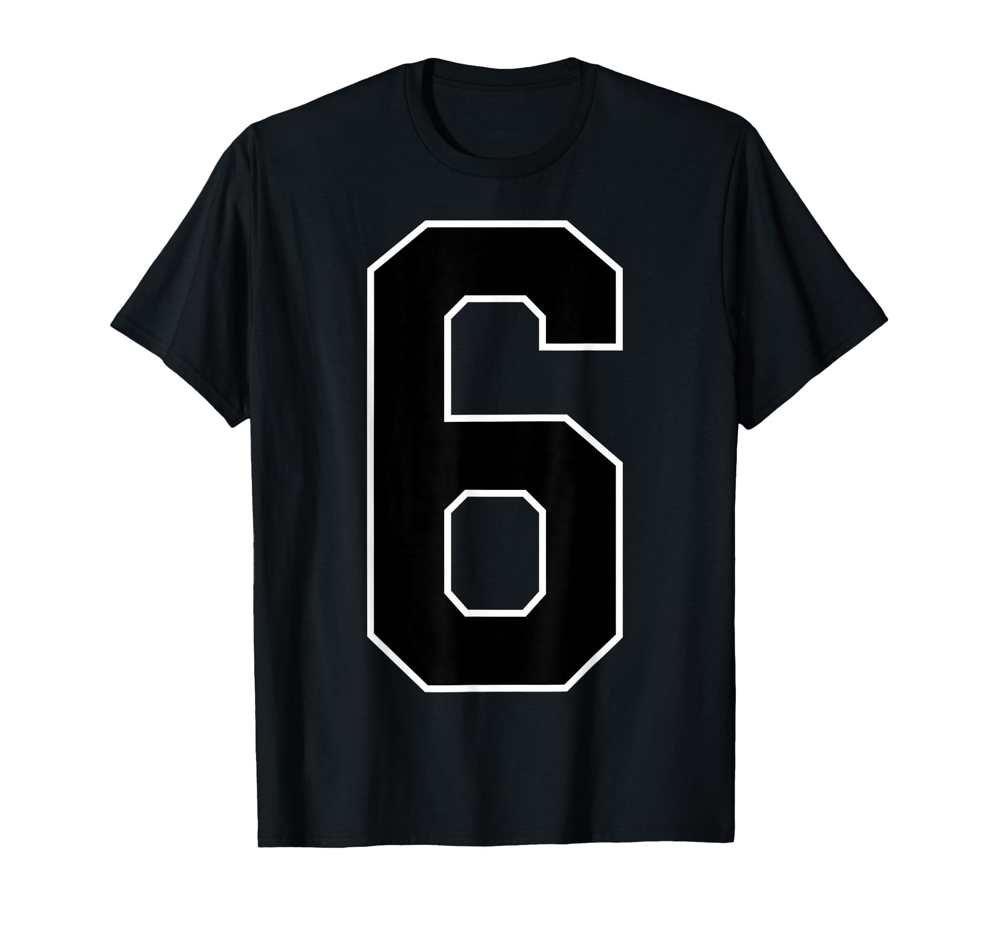 Black Sports Team Number 6 Fan T-Shirt - Unique Graphic for Adults - T-Shirt, Sweatshirt, Hoodie