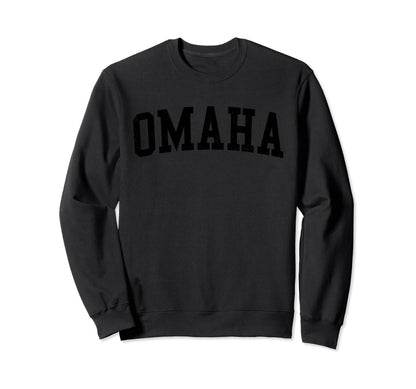 Omaha Ne Distressed Black Varsity Sweatshirt - Graphic Print for Adults - T-Shirt, Sweatshirt, Hoodie