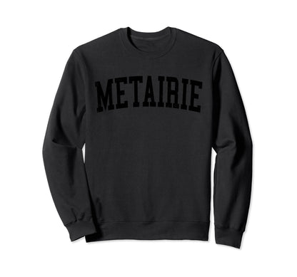 Metairie La Distressed Black Varsity Sweatshirt - Graphic Print for Adults - T-Shirt, Sweatshirt, Hoodie