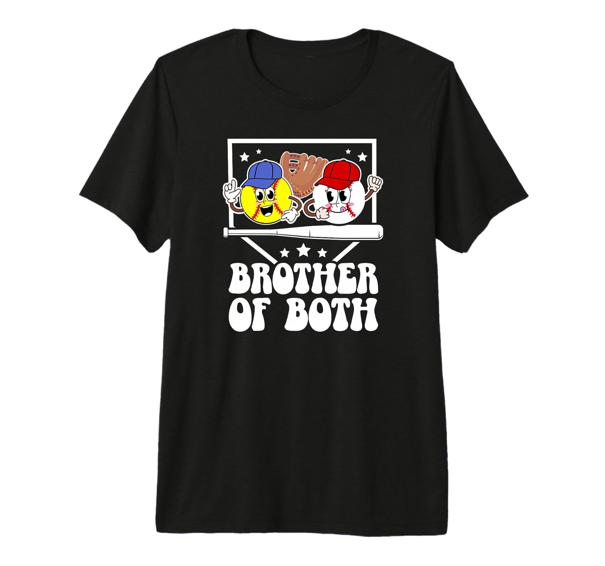 Brother Both Groovy Softball Baseball T-Shirt - Minimalist Print Unisex - T-Shirt, Sweatshirt, Hoodie