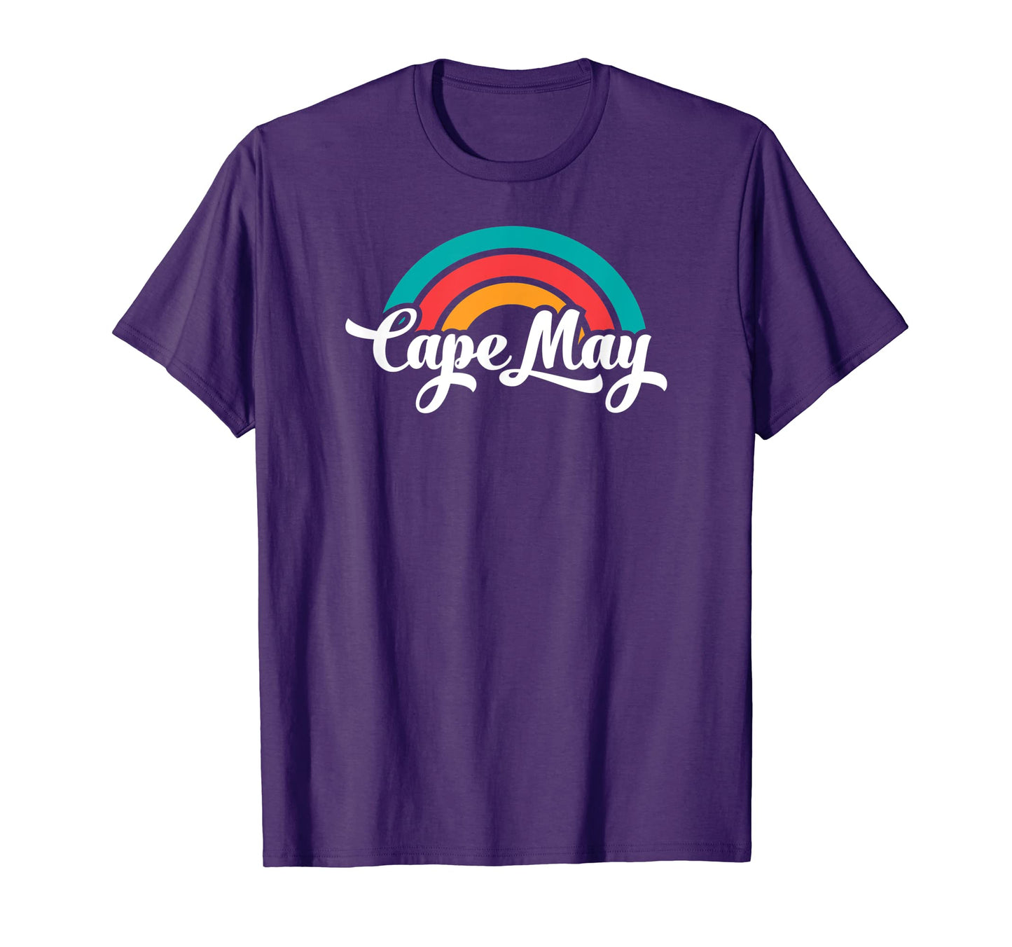 Cape May Nj Script Rainbow T-Shirt - Fun Novelty Design Men Women - T-Shirt, Sweatshirt, Hoodie