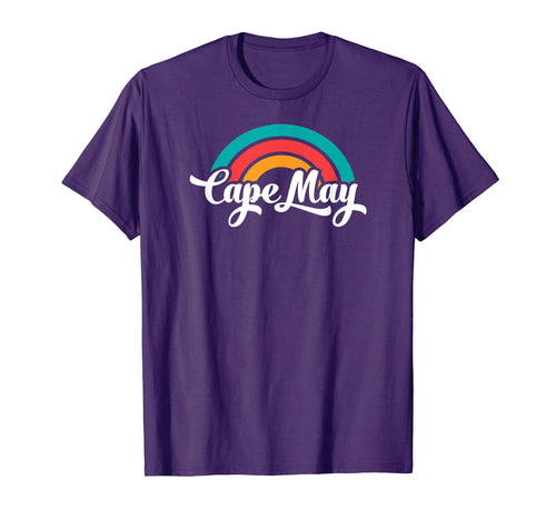 Cape May Nj Script Rainbow T-Shirt - Fun Novelty Design Men Women - T-Shirt, Sweatshirt, Hoodie