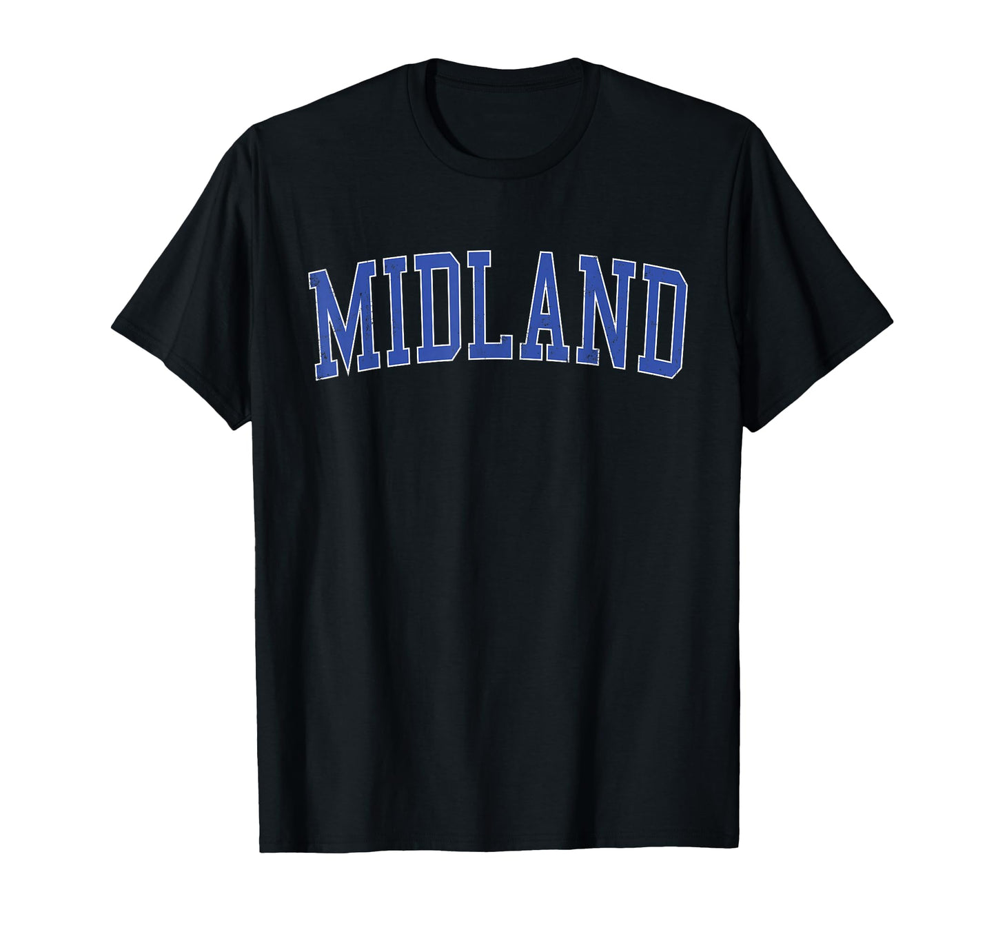 Midland Mi Distressed Blue Varsity T-Shirt - Fun Novelty Design Men Women - T-Shirt, Sweatshirt, Hoodie