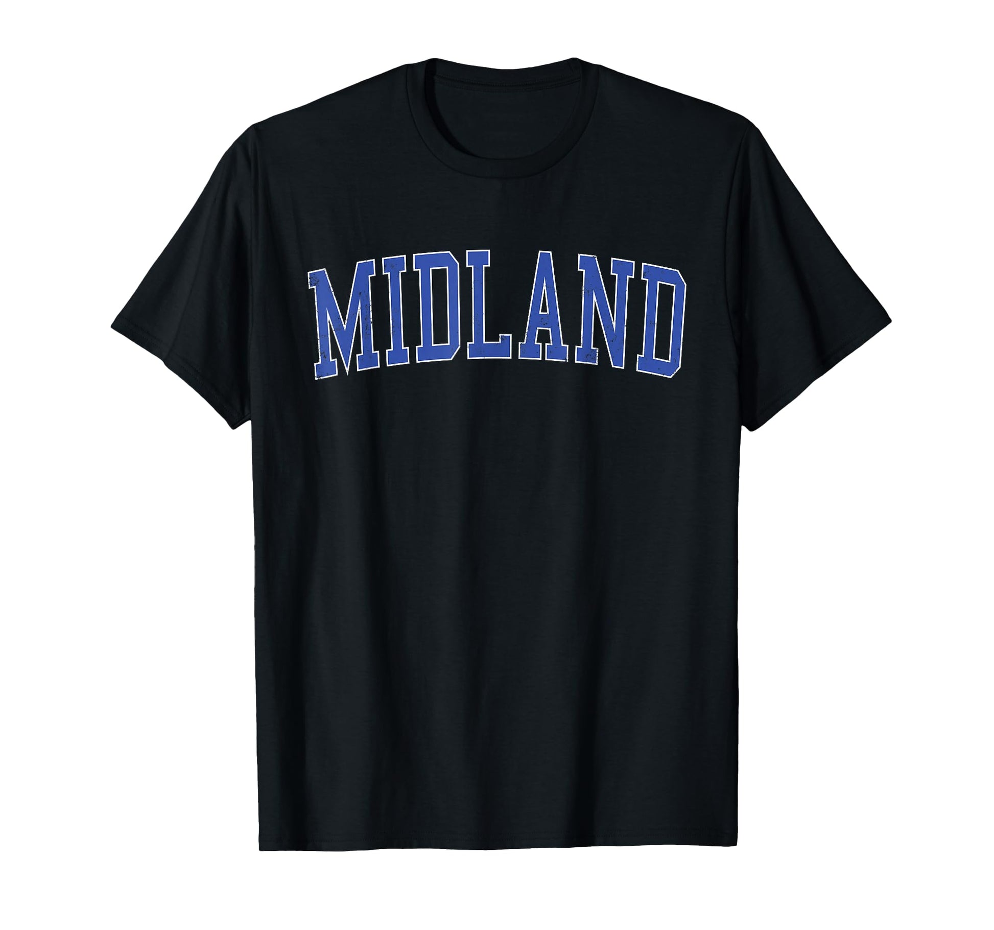 Midland Mi Distressed Blue Varsity T-Shirt - Fun Novelty Design Men Women - T-Shirt, Sweatshirt, Hoodie