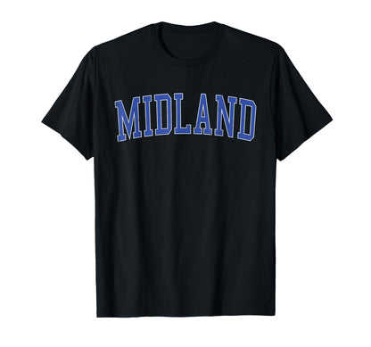 Midland Mi Distressed Blue Varsity T-Shirt - Fun Novelty Design Men Women - T-Shirt, Sweatshirt, Hoodie