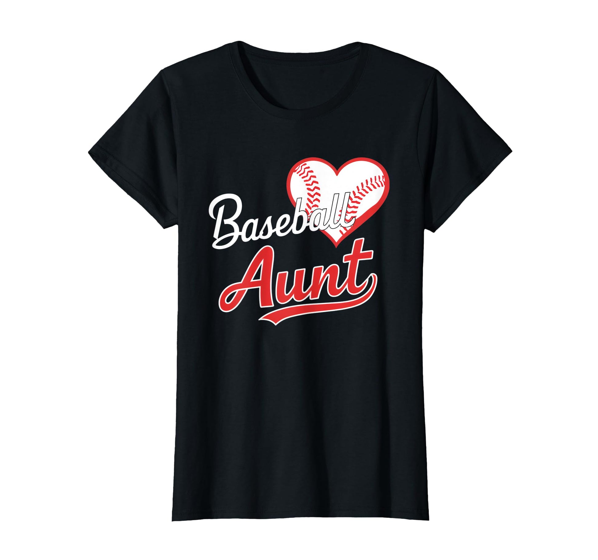 Baseball Aunt Heart Auntie T-Shirt - Graphic Print Unisex - T-Shirt, Sweatshirt, Hoodie