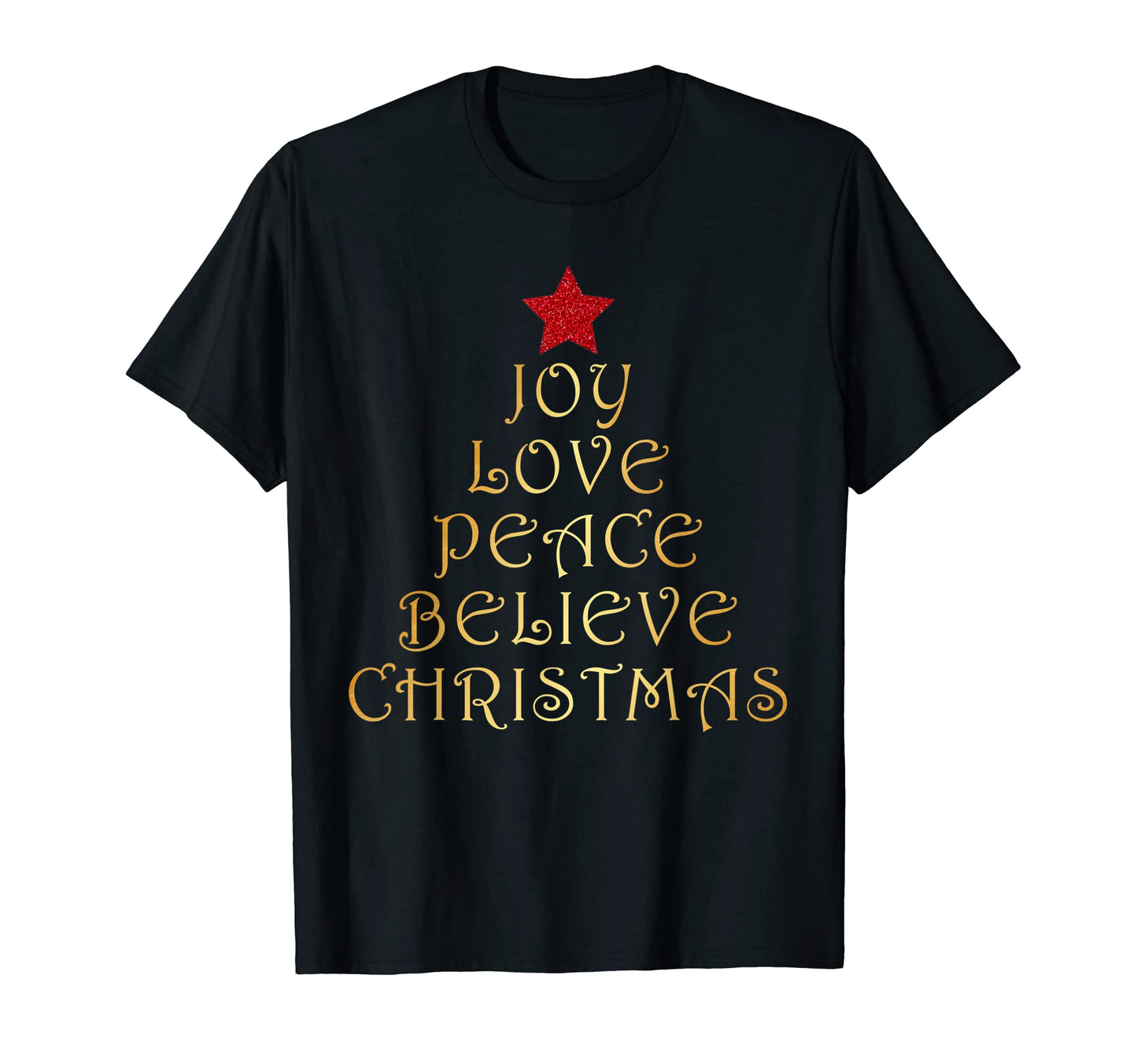 Joy Love Peace Believe Gold Tree T-Shirt - Novelty Apparel Men Women - T-Shirt, Sweatshirt, Hoodie