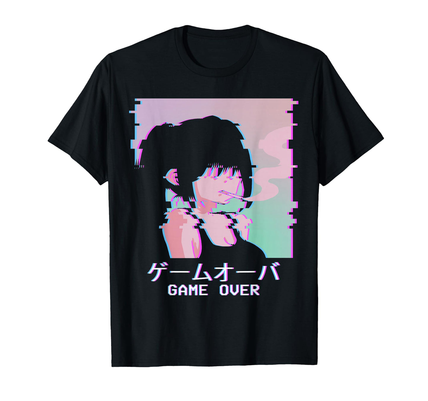 Game Over Sad Anime Japanese Vaporwave T-Shirt - Aesthetic Graphic Unisex - T-Shirt, Sweatshirt, Hoodie