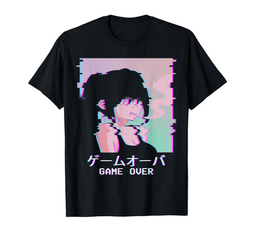 Game Over Sad Anime Japanese Vaporwave T-Shirt - Aesthetic Graphic Unisex - T-Shirt, Sweatshirt, Hoodie