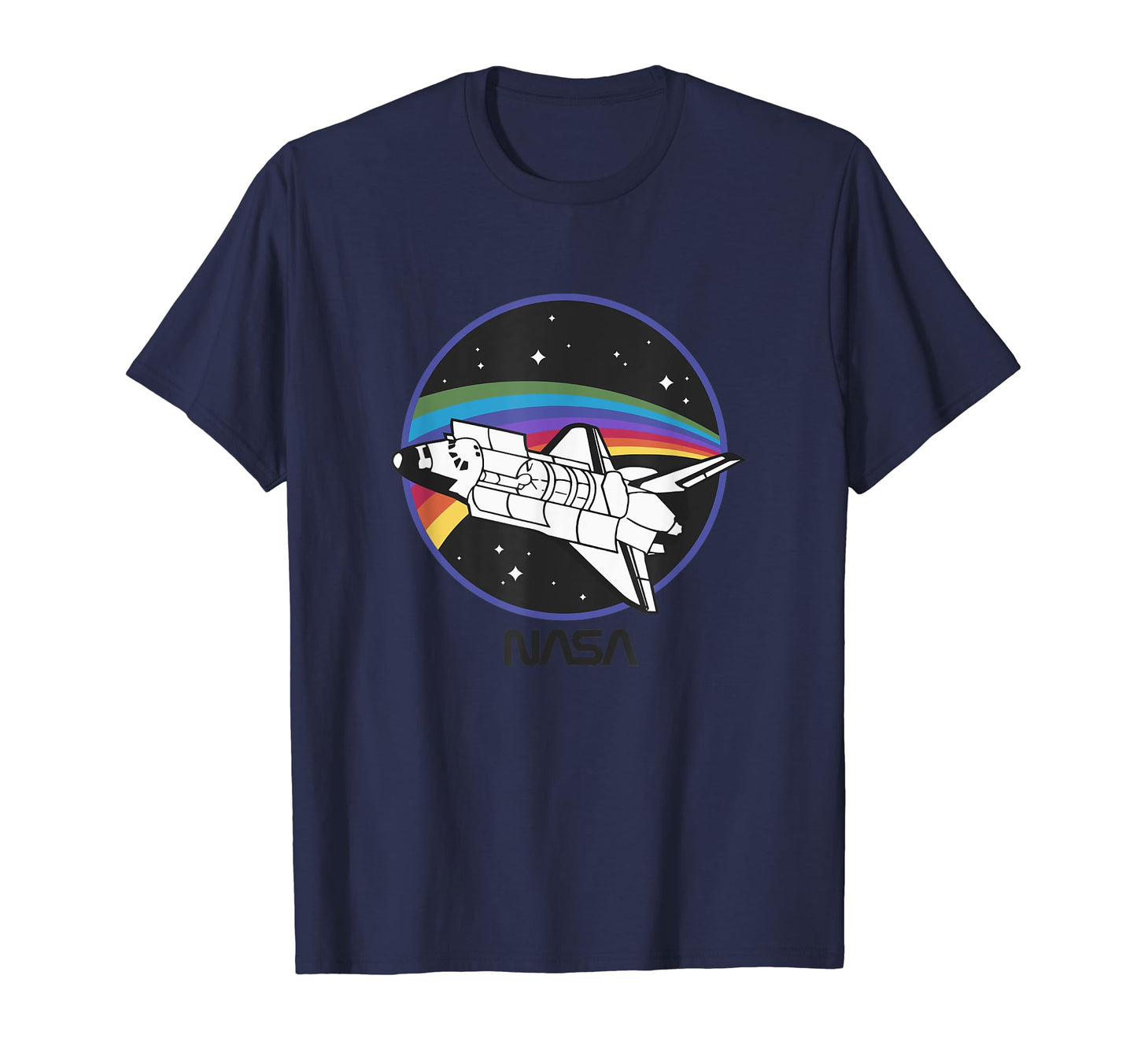 Nasa Space Shuttle Rainbow Color Badge T-Shirt - Trendy Graphic for Adults - T-Shirt, Sweatshirt, Hoodie