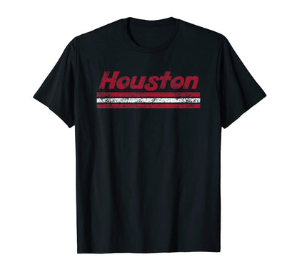 Houston Texas Weathered Stripe Throwback T-Shirt - Minimalist Print Unisex - T-Shirt, Sweatshirt, Hoodie