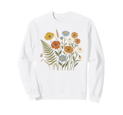 Boho Wildflowers Watercolor Floral Sweatshirt - Casual Everyday Wear Unisex - T-Shirt, Sweatshirt, Hoodie