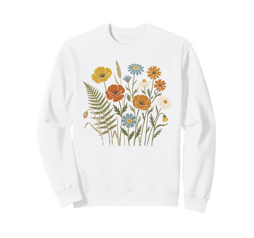 Boho Wildflowers Watercolor Floral Sweatshirt - Casual Everyday Wear Unisex - T-Shirt, Sweatshirt, Hoodie