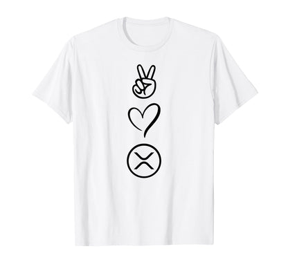 Xrp Peace Love T Shirts T-Shirt - Graphic Print for Adults - T-Shirt, Sweatshirt, Hoodie