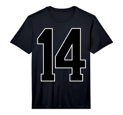 Black Sports Team Number 14 Fan T-Shirt - Custom Art Print Unisex - T-Shirt, Sweatshirt, Hoodie