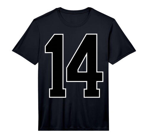 Black Sports Team Number 14 Fan T-Shirt - Custom Art Print Unisex - T-Shirt, Sweatshirt, Hoodie