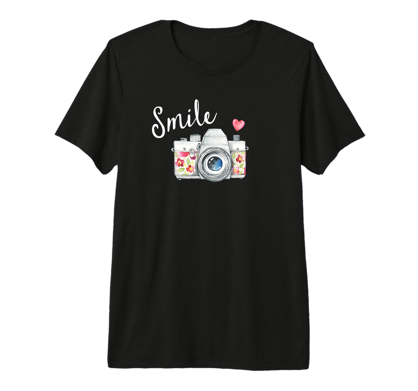 Camera Smile Flower Tri Blend T-Shirt - Novelty Apparel Men Women - T-Shirt, Sweatshirt, Hoodie