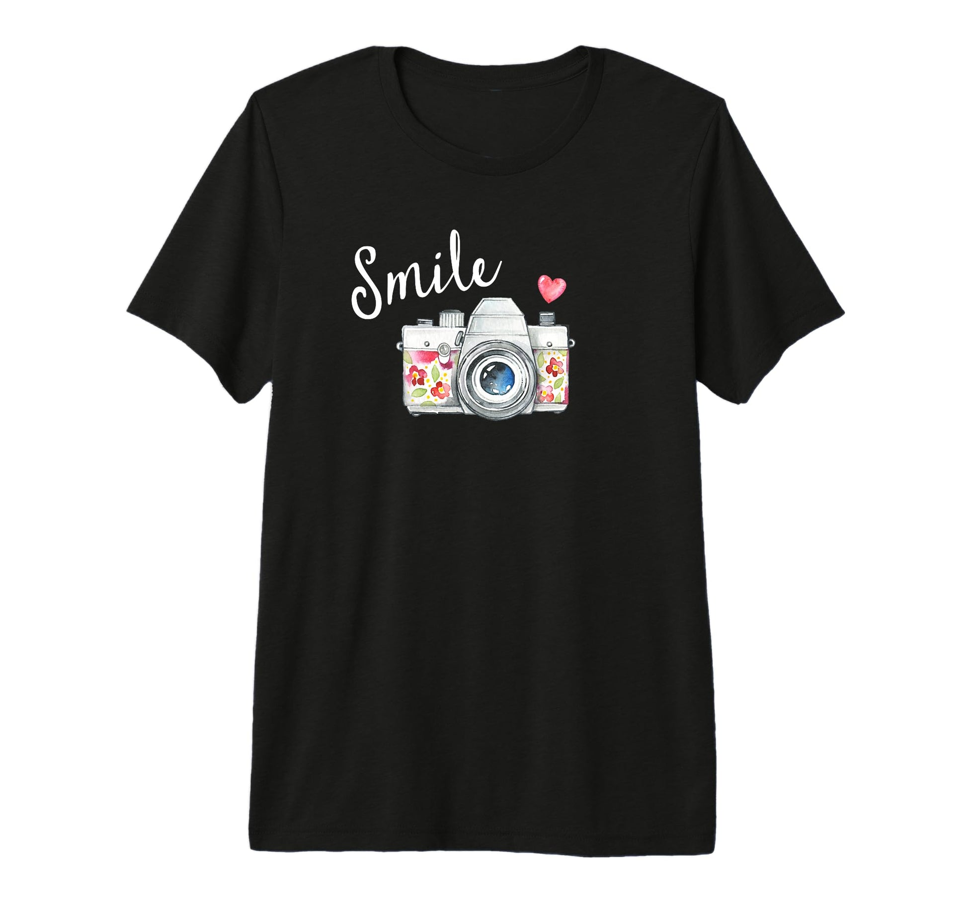 Camera Smile Flower Tri Blend T-Shirt - Novelty Apparel Men Women - T-Shirt, Sweatshirt, Hoodie