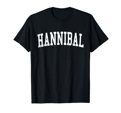 Hannibal Mo Distressed White Varsity T-Shirt - Minimalist Print Men Women - T-Shirt, Sweatshirt, Hoodie