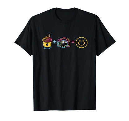 Photographer Funny Coffee N Camera T-Shirt - Fun Novelty Design for Adults - T-Shirt, Sweatshirt, Hoodie