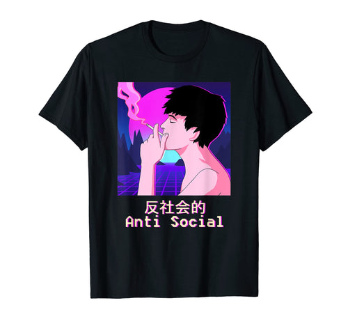 Sad Anti Social Japanese Aesthetic T-Shirt - Trendy Graphic for Adults - T-Shirt, Sweatshirt, Hoodie