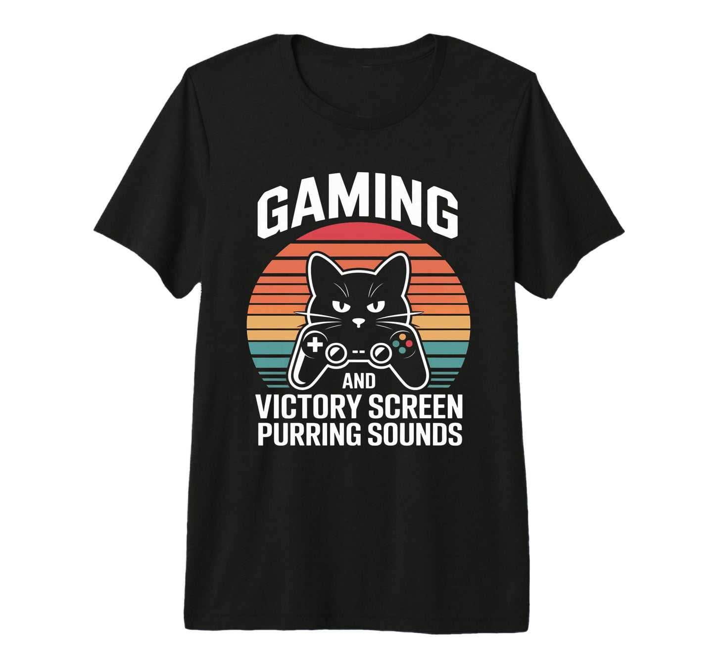 Gaming Cat Dad Victory Screen And T-Shirt - Aesthetic Graphic for Adults - T-Shirt, Sweatshirt, Hoodie
