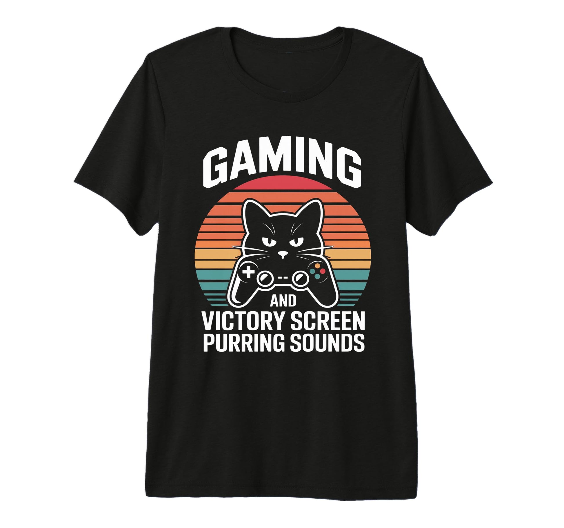 Gaming Cat Dad Victory Screen And T-Shirt - Aesthetic Graphic for Adults - T-Shirt, Sweatshirt, Hoodie