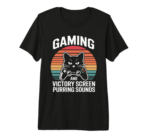 Gaming Cat Dad Victory Screen And T-Shirt - Aesthetic Graphic for Adults - T-Shirt, Sweatshirt, Hoodie