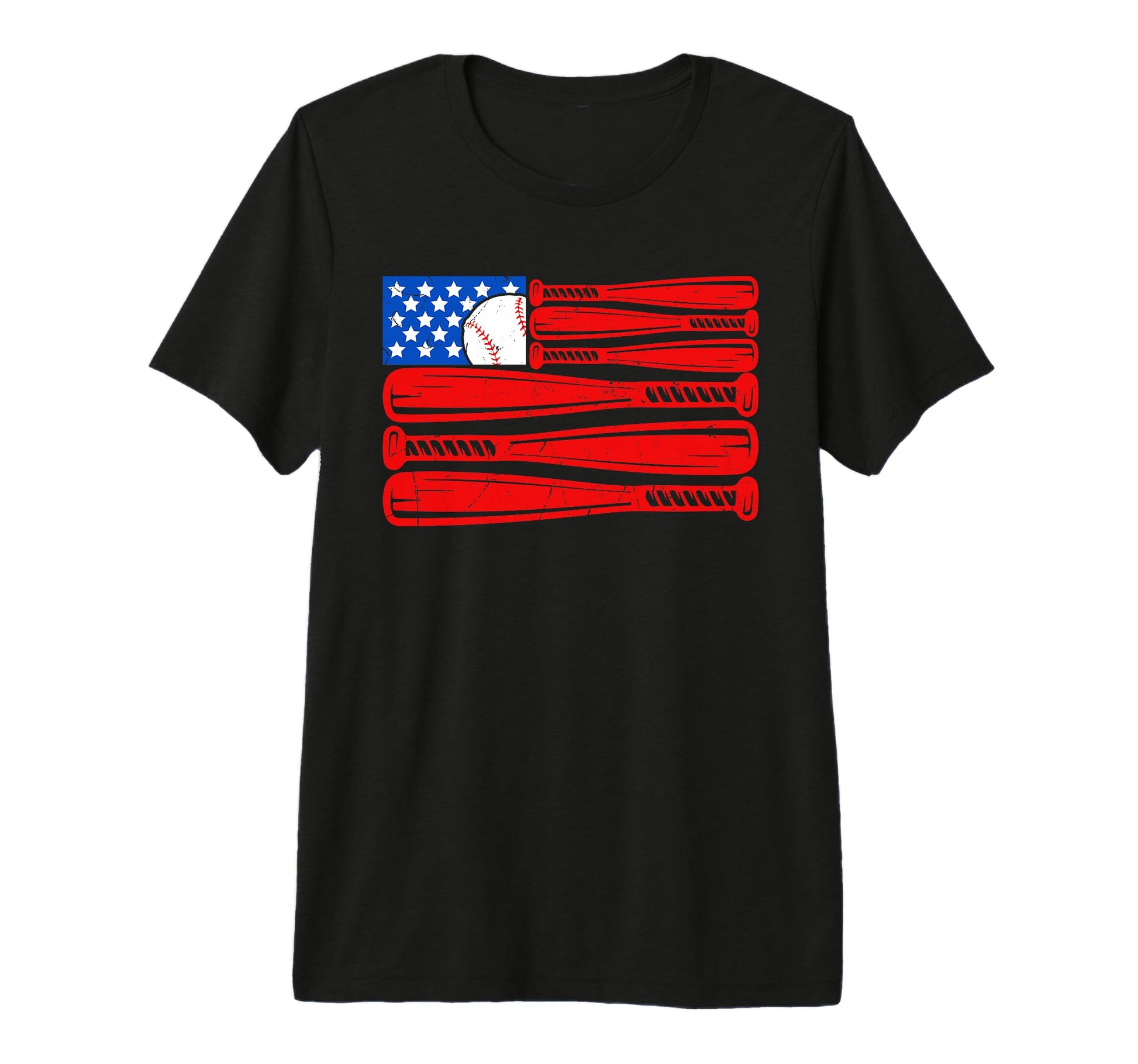 American Baseball Bat Flag Usa Patriotic T-Shirt - Graphic Print Unisex - T-Shirt, Sweatshirt, Hoodie