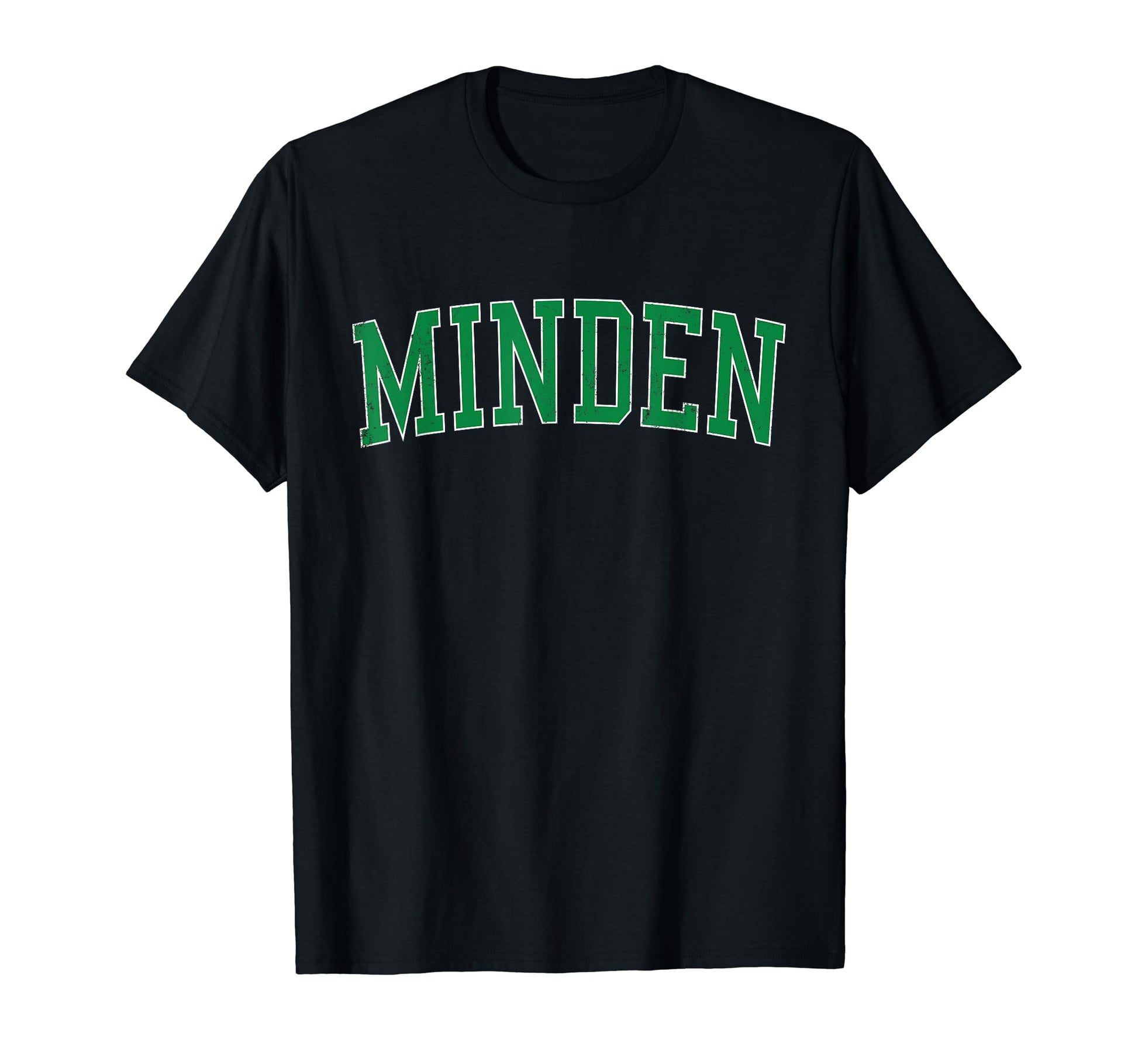 Minden La Distressed Green Varsity T-Shirt - Custom Art Print for Adults - T-Shirt, Sweatshirt, Hoodie