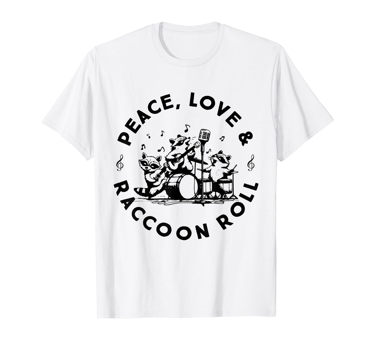 Raccoon Rock And Roll Music Raccoon T-Shirt - Graphic Print for Adults - T-Shirt, Sweatshirt, Hoodie