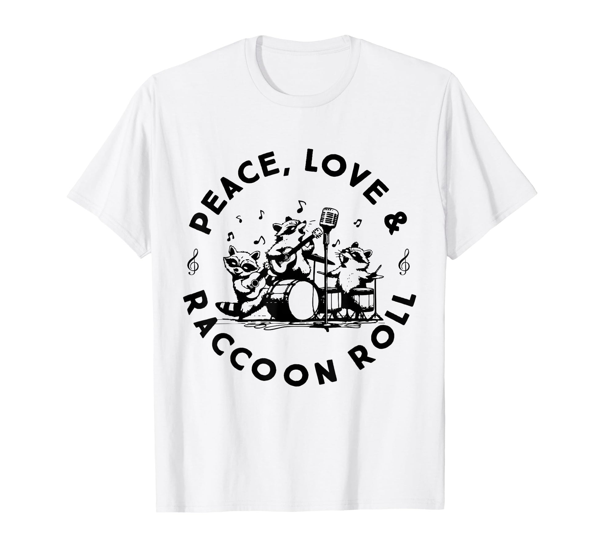Raccoon Rock And Roll Music Raccoon T-Shirt - Graphic Print for Adults - T-Shirt, Sweatshirt, Hoodie