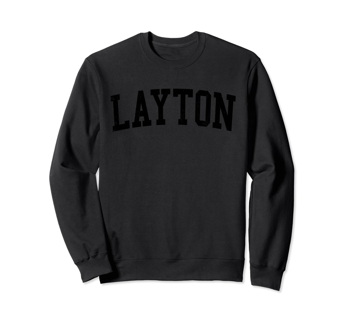 Layton Ut Distressed Black Varsity Sweatshirt - Custom Art Print for Adults - T-Shirt, Sweatshirt, Hoodie