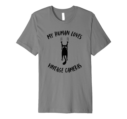My Human Loves Cameras Cat Parent Hobby T-Shirt - Unique Graphic Unisex - T-Shirt, Sweatshirt, Hoodie