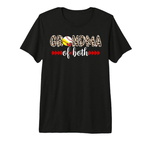 Grandma Both Leopard Baseball T-Shirt - Novelty Apparel for Adults - T-Shirt, Sweatshirt, Hoodie
