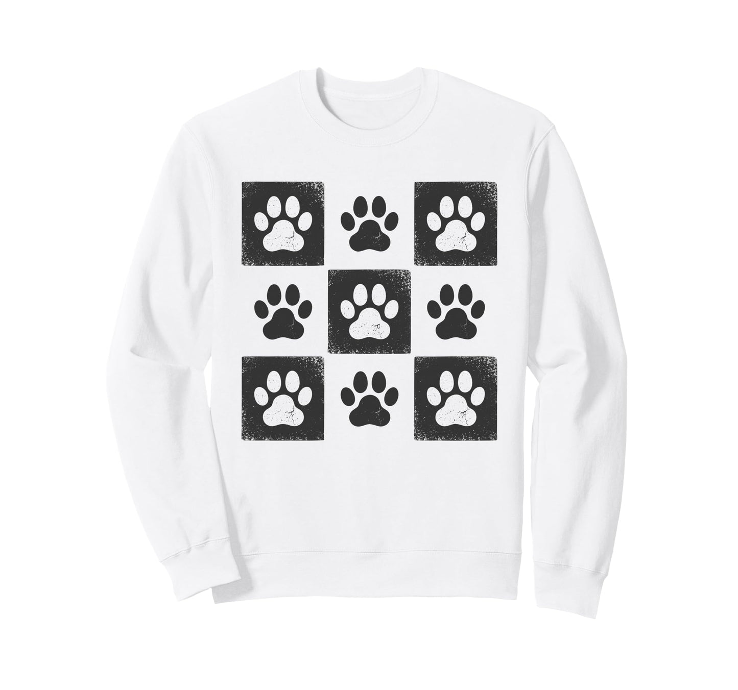 Pet Cat Paw Checkered Cat Boho Sweatshirt - Streetwear Style for Adults - T-Shirt, Sweatshirt, Hoodie