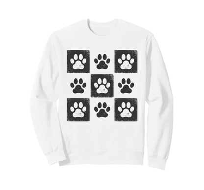 Pet Cat Paw Checkered Cat Boho Sweatshirt - Streetwear Style for Adults - T-Shirt, Sweatshirt, Hoodie