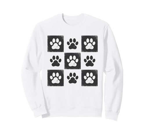 Pet Cat Paw Checkered Cat Boho Sweatshirt - Streetwear Style for Adults - T-Shirt, Sweatshirt, Hoodie